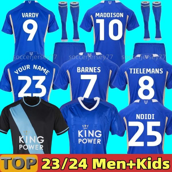 

23 24 leicester soccer jerseys city vardy gray daka barnes ndidi iheanacho ndidi hall winks praet 2023 2024 home away football shirt men kid, Black;yellow