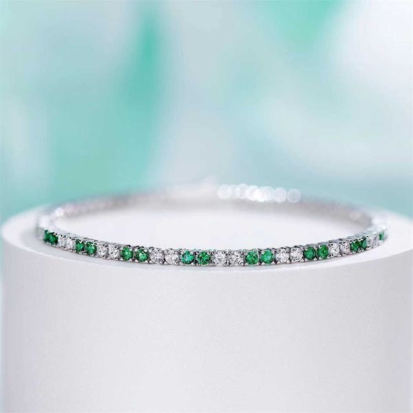

luxury bracelet for women 3 point simulation diamond full circle high carbon diamond bracelet green spinel intercolor bracelet s925 silver f, Black