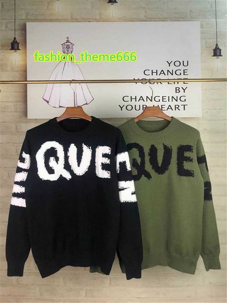 

men's sweaters designers mcqueens sweaters mens womens winter man sweater brands knit low neck men hoodies old flower knitted alphabet, White;black