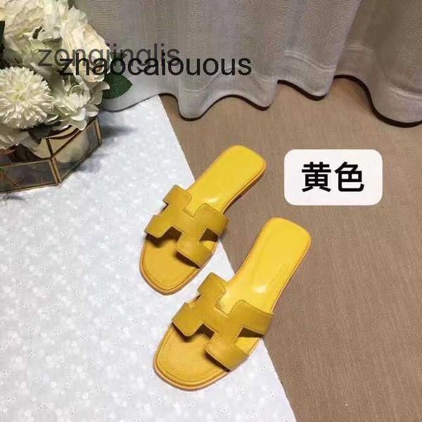 

oran h slipper designer slippers shoes summer women's bear 2023 baida sandal color matching leatflat sandals for tourism litchi pattern