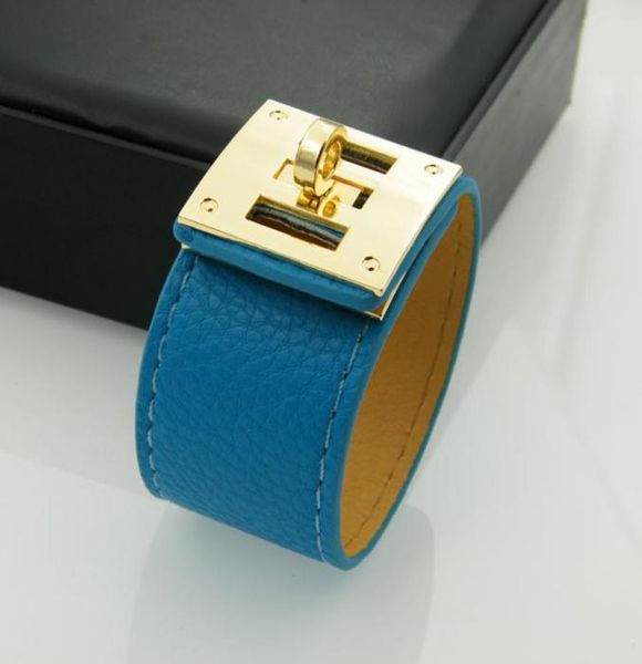 

wholesa jewelry leather design of pu leather bracelets bangles for women men many colors titanium steel h bracelets bangles jewelr5695975, Golden;silver