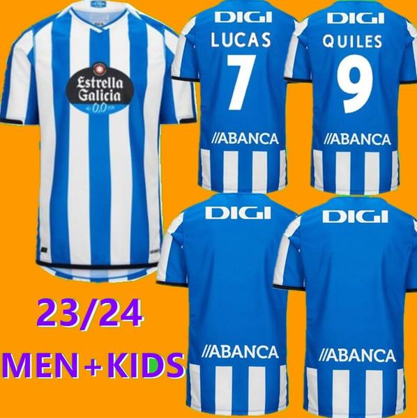 

23 24 camisetas deportivo la coruna soccer jerseys kids kit futbol 2023 2024 quiles football shirts home away quiles mario.s ruben d. d.vill, Black;yellow