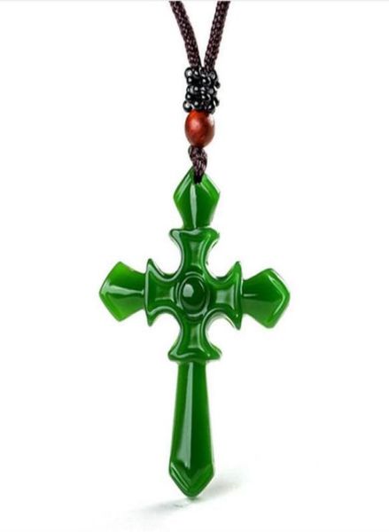 

certified 100 natural hetianafghan jade carved cross pendant necklace charm jewelryjewellery amulet lucky6498093, Silver