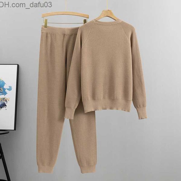 

women's two piece pants 2023 autumn new winter sweater knitted track coat sweater fashion women's set 2-piece knitted pants women&, White