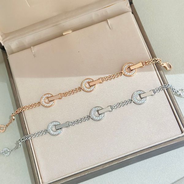 

designer charm bracelet for women circle diamond chain bracelets b mens classic nail bracelet silver jewelry gold jewlery bangle 237243c, Golden;silver