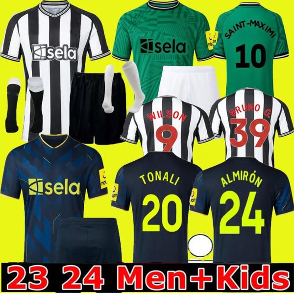 

16-2xl new bruno g. 23 24 newcastles soccer jerseys wilson isak nufc home joelinton trippier 2023 2024 football shirt maximin men kids jerse, Black;yellow