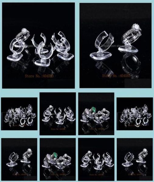 

jewelry stand packaging display 100 pcs clear view elasticc circle plastic ring holder rack tabledecoration mx200810 drop del2923899, Black