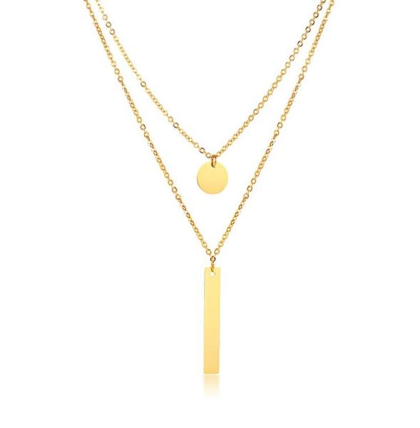 

gold layering dainty chain clavicle necklace with bar charm for personal engraving 4598990, Silver