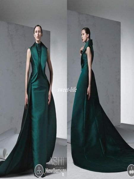 

arabic women formal evening dresses 2022 high neck ruffles satin with train sleeveless custom made formal wear pageant dress7062908, Black;red