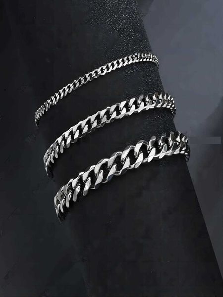 

men's accessories fashionable and popular 3pcs/set men minimalist chain bracelet stainless steel jewelry for jewelry gift and for a sty, Black