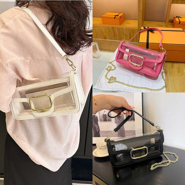 

designer pvc jelly crossbody bag large capacity transparent candy color women bags fashion female underarm purse handbag with chain shoulder
