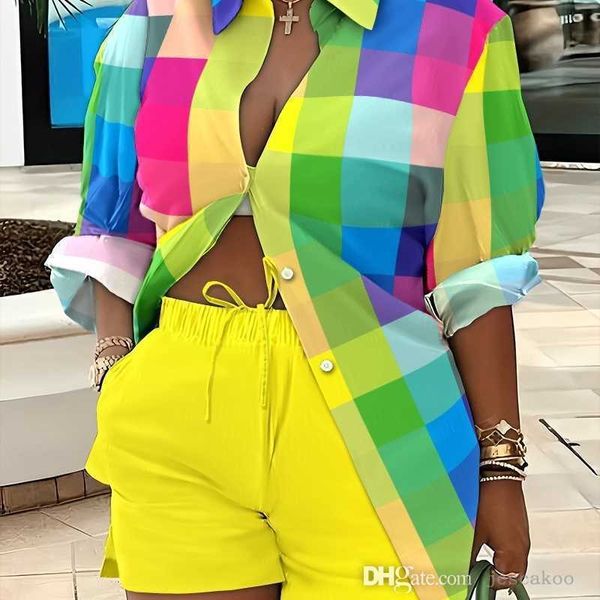 

3xl women tracksuits fashion printed sets clothes 2023 autumn long sleeve blouses shirts shorts suit two piece matching set, Gray