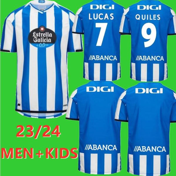 

23 24 deportivo la coruna soccer jerseys m.kone sabin coruna blue home away third 2023 2024 camisetas de futbol lucas quiles doncel depor sh, Black;yellow