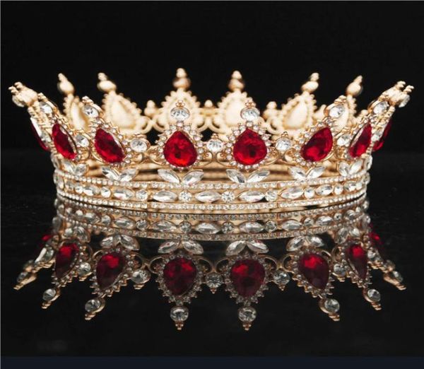

round crystal crown diadem queen headdress metal gold colors tiaras and crowns prom pageant wedding hair jewelry accessories w01044753976, White;golden