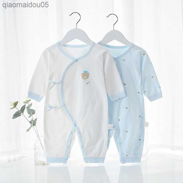 

2023 spring newborn baby clothes for girls cotton autumn rompers 0-24m long sleeve boy jumpsuits toddler clothing pajamas l230712, Blue