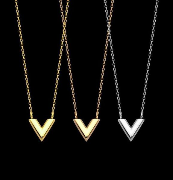 

316l titanium steel v letter double pendant necklace clover necklace jewelry for holiday gifts7543977, Silver
