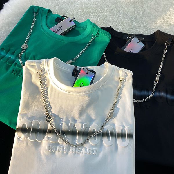 

womens tshirt design letter short sleeved tshirt women round neck ins oversize couple oversized t shirt for y2k shirts 230724, White