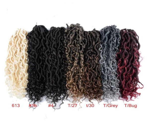 

14quot river goddess faux locs crochet braids synthetic braiding hair extension with curly hair ends6792667, Black