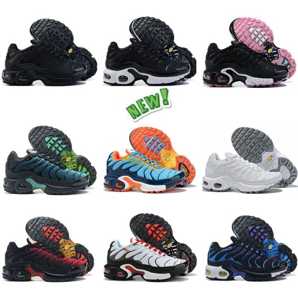 

2023 tn plus kids shoes designer athletic children outdoor sneaker triple white black gold red laser blue toddler girls boys kid child train