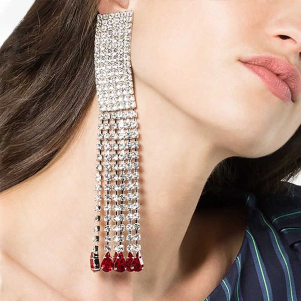 

long tassel earrings red earrings high-end accessories for women wearing, Golden