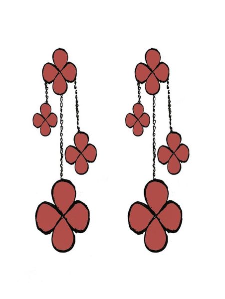 

women gilrs dangle chandelier earrings 4 flowers motherofpearl designer jewelry sterling silver 295932