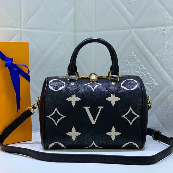 

brand designer speedy crossbody bag classic sac genuine leather pillow shaped shoulder bag fashion embossed oversized letter handbag