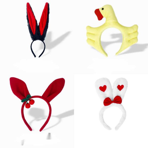 

children's day halloween party performance plush rabbit ear hair band night club with wire rabbit headwear, Black;brown