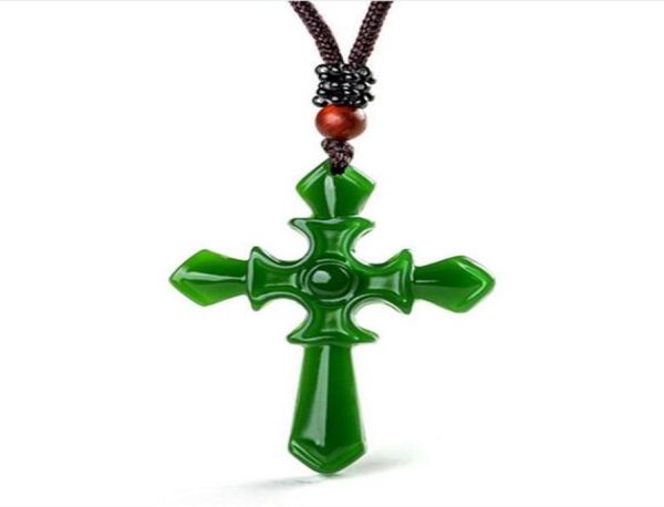 

certified 100 natural hetianafghan jade carved cross pendant necklace charm jewelryjewellery amulet lucky2921186, Silver
