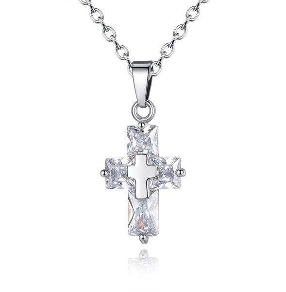 

crystal rhinestone cross necklace women gold silver color round circle pendant necklace long chain hiphop jewelry3450515