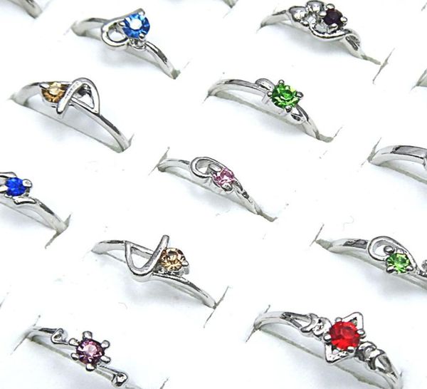 

big promotion 100pcs mix color czech rhinestones silver plated women rings whole fashion jewelry lots a0673141649, Golden;silver