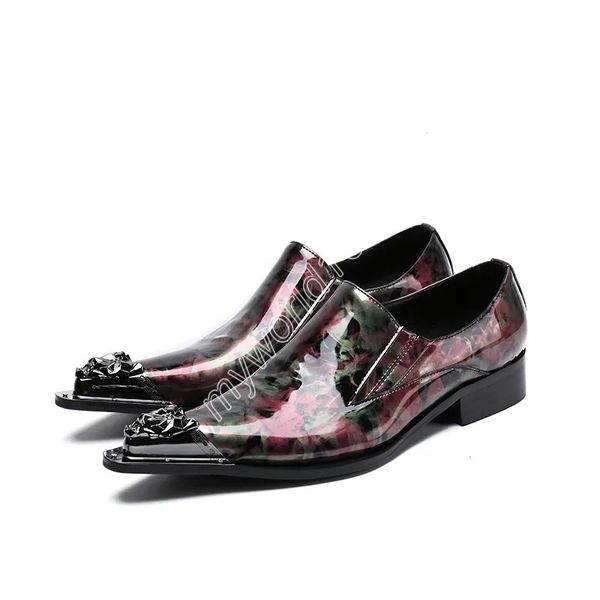 

2023 elegant plus size patchwork formal shoes classic metal pointed toe prom shoes italian genuine leather men dress shoes, Black
