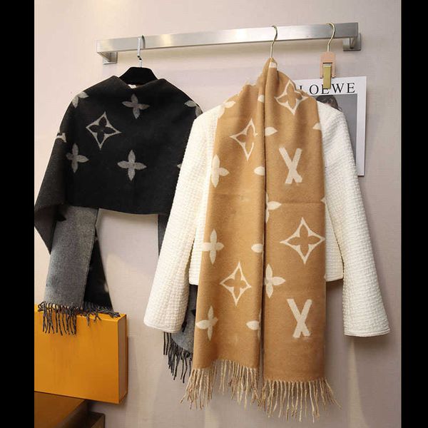 

scarves & wraps double-sided cashmere scarf letter black gray wool shawl fall winter gradual camel, Red;brown