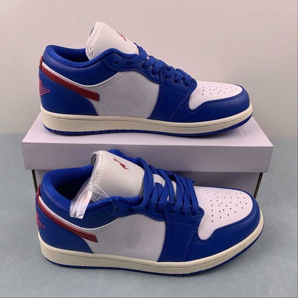 

jumpman 1 low men women shoes blue red white designer basketball shoes outdoor sneakers size available fast delivery with box