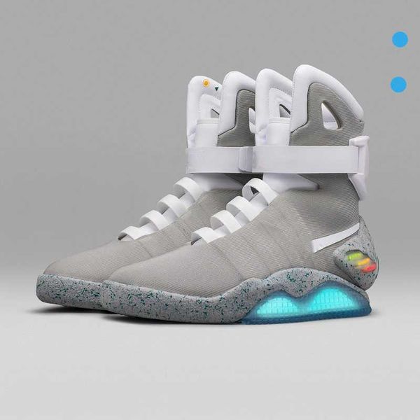 

limited sale automatic laces shoes air mag sneakers marty mcfly's led back to the future glow in the dark gray mcflys man sports size 3, Black
