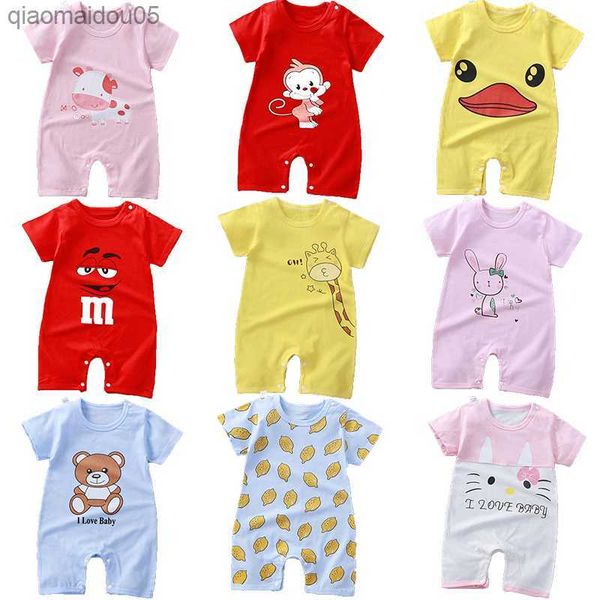 

newborn baby boy girl summer short sleeved cute rompers cotton baby cartoon jumpsuit clothes pajamas l230712, Blue