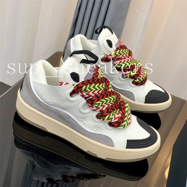 

2023 fashion pairs casual shoes for men woman lace-up leather curb summer outdoor breathable designer sneakers multicolor thick bottom massa, Black