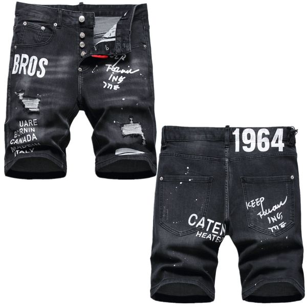 

mens jeans black jeans men pants relaxed mid letter print knee length demin sports leisure shorts summer fashion thin young middle-aged smlx