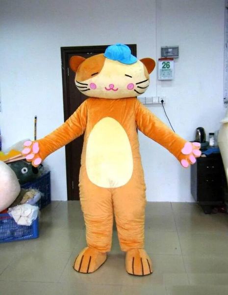 

halloween yellow cat mascot costume cartoon anime theme character size christmas carnival birthday party fancy outfit, Red;yellow