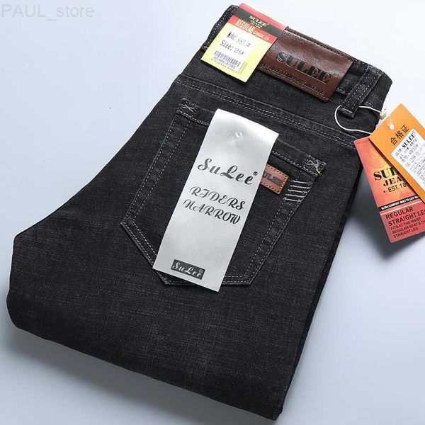 

men's mens jeans sulee brand comfort straight denim pants business casual elastic male trousers 221123 l230724, Blue
