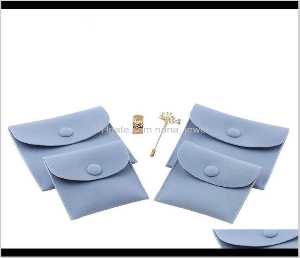 

jewelry gift packaging envelope pouch with snap fastener dust proof jewellery storage bags made of double sided velvet with assort6589443, Pink;blue