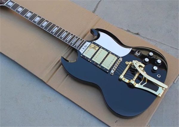 

custom big rocker black sg electric guitar mahogany body rosewood fingerboard 3 standard pickups gold accessories