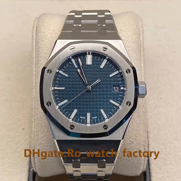 

men watch 41mm automatic travel time movement mechanical transparent mens wristwatches 904l watches 15500st, Slivery;brown