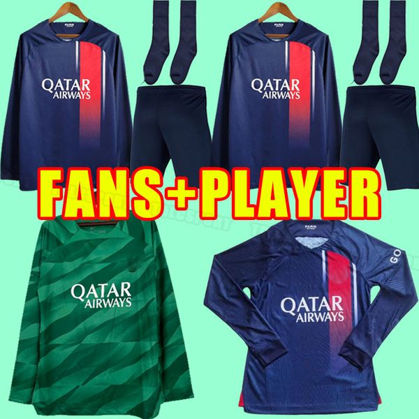 

mbappe hakimi soccer jerseys messis 23 24 maillots de football 2023 2024 marquinhos verratti psgs shirt uniform fabian sanches long sleeve g, Black;yellow
