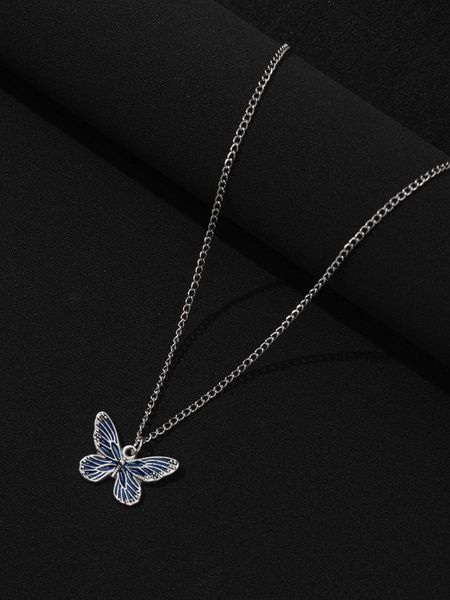 

men's accessories fashionable and popular men butterfly charm necklace alloy for jewelry gift and for a stylish look, Silver