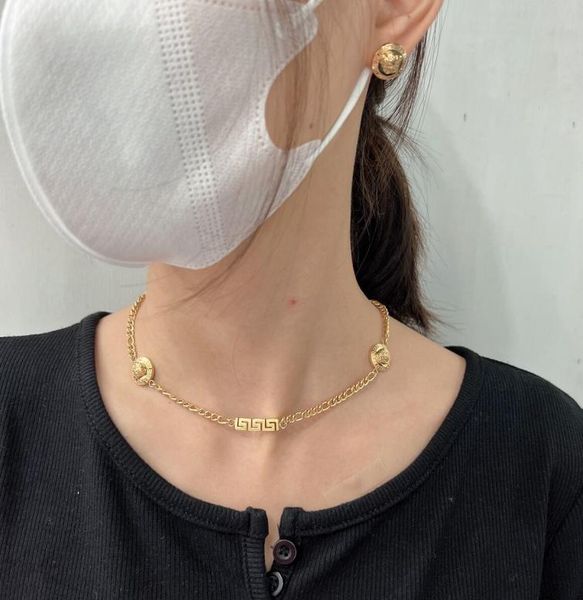 

fashion new designed pendants cuba thick chain necklace banshee head portrait 18k gold plated women's ladies necklaces designer jewelry, Silver