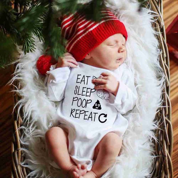 

eat sleep poop repeat newborn infant baby boy girl bodysuits 4 color print long sleeve rompers children casual outfits clothes l230712, Blue
