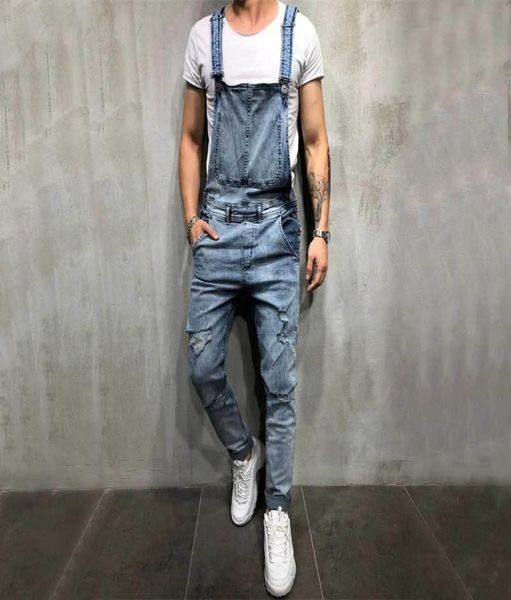 

men039s jeans 2021 men cool stacked ripped overalls male fashion denim trousers hip hop boyfriend streetwear vintage punk winte6851180, Blue