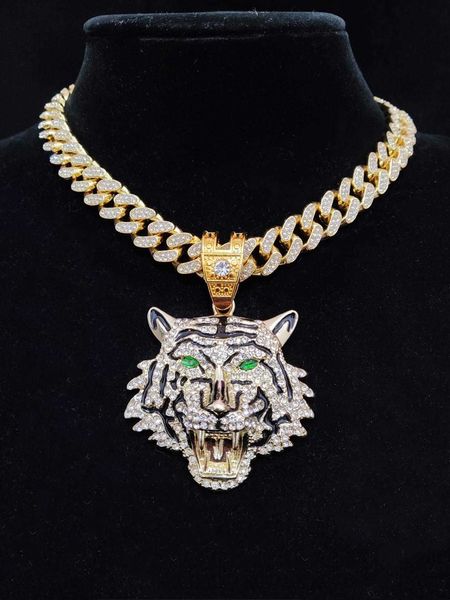 

men's accessories men rhinestone tiger head pendant necklace for jewelry gift and party, Silver