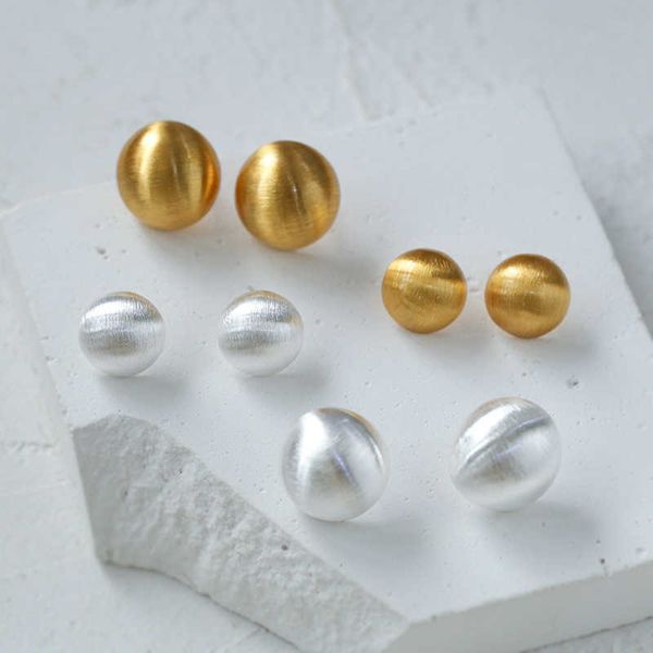 

simple and matte brushed earrings for women's fashion trend geometric hemispherical earrings, Golden