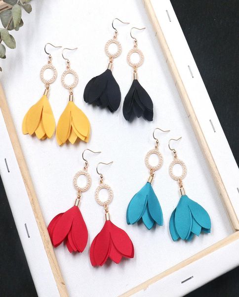 

korean earrings for women statement cute wild flower drop earrings fashion holiday new year earrings fabric jewelry whole7426283, Silver